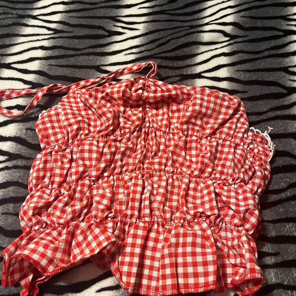 Red and White Gingham Top